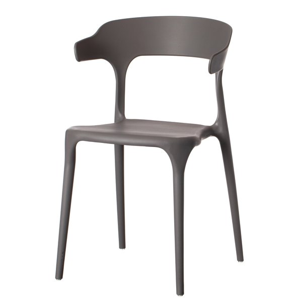 Fabulaxe Modern Plastic Outdoor Dining Chair with Open U Shaped Back, Grey QI004228.GY